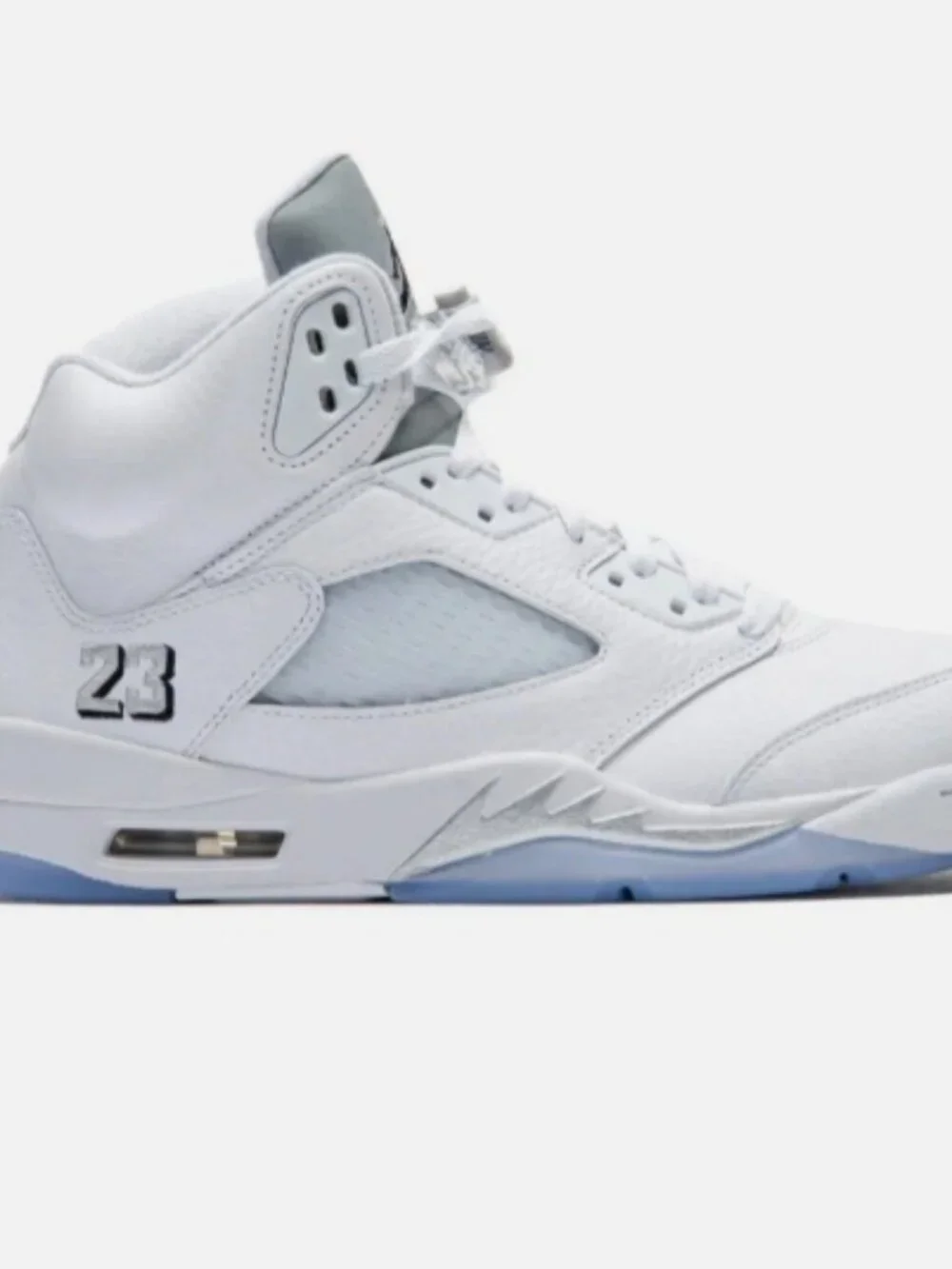NIKE Air Jordan 5 Men White Silver Ice High Top Basketball Sneakers